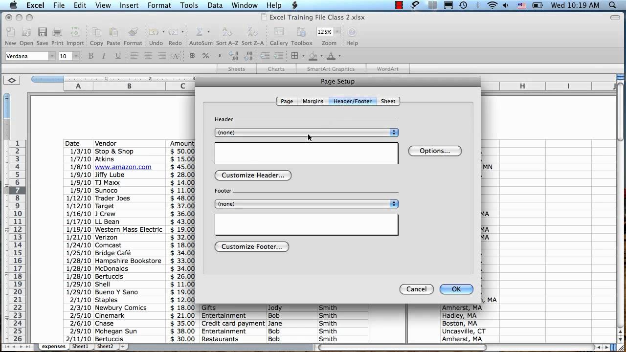 microwoft excel for mac adjust page printing